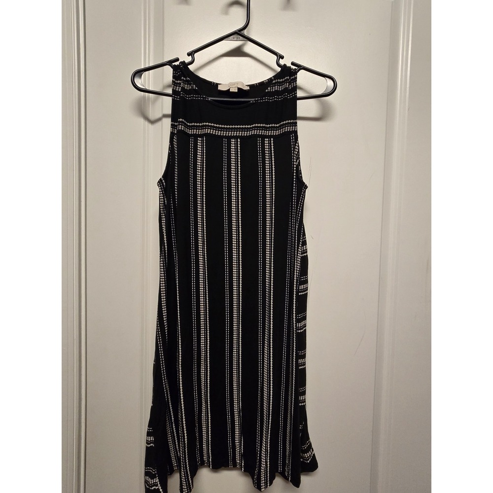 Loft Petites Black White Striped Sleeveless Shift Dress MP 497737
